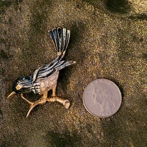 Charming Gold and Black Bird Pin